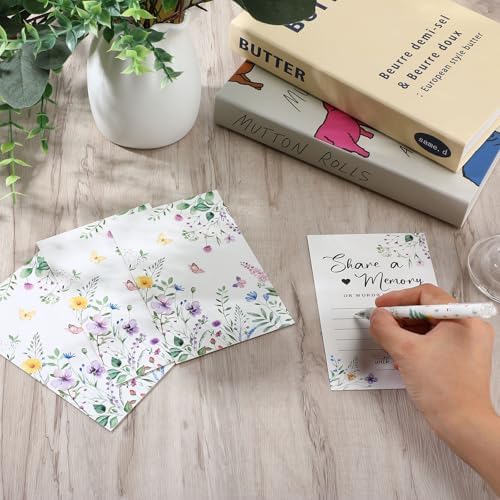 Fainne 50 Pcs Floral Share a Memory Cards with Celebration of Life Box