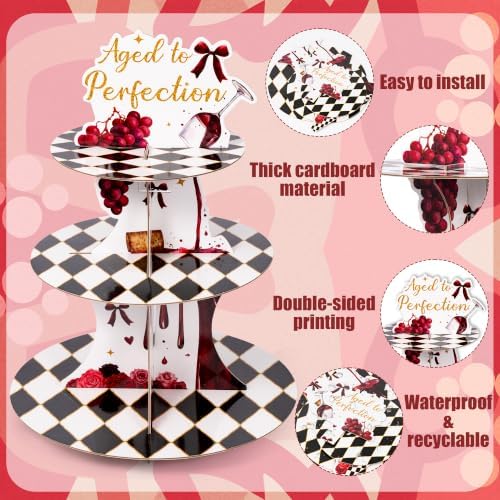 ANGOLIO Age Perfection Cupcake Stand, 3Tiers Fall Birthday Party Decoration