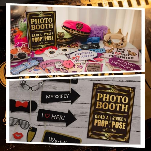Briwooody Roaring 20's Photo Booth Sign 1920s with Stand Retro Background