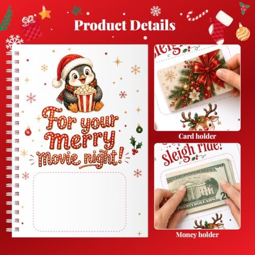 JWSCYSY 2 Pack Cute Christmas Gift Card Book for Kids, 5.5x7.8 Spiral Bound Merry Christmas Gift Card Holder Book, DIY Personalized Xmas Gift Card Book for Family Friends Students (Blue, White)