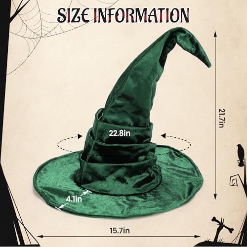 Ibeauti Witch Hat Women Large Ruched Halloween Witch Hat Costume Accessory for Party