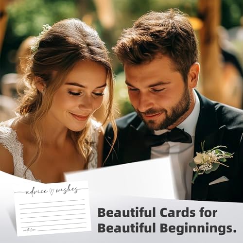 Advice and Wishes for Mr and Mrs, 60 White Marriage Message Cards - Minimalist Fill-in-the-Blank Wedding Stationery for Bride and Groom