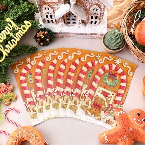 100 Pcs Christmas Gingerbread Guest Napkins 2 Ply Gingerbread Paper Napkins