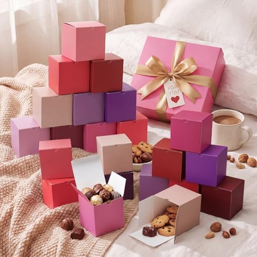 Zhehao 48 Pack Pink and Purple Gift Boxes 12 Colors Small Cardboard