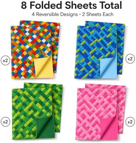 Building Blocks Wrapping Paper, Double-Sided Gift Wrap Sheets for Birthdays