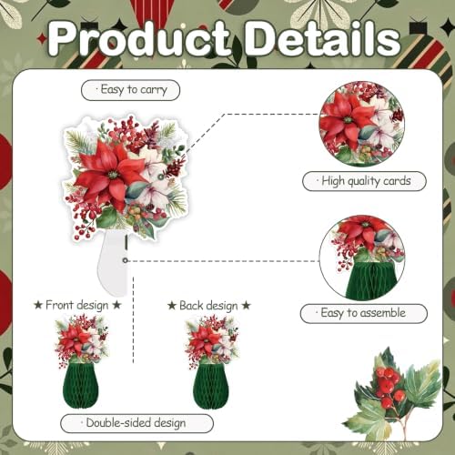 Pedel Christmas Poinsettia Flower Table Centerpiece 9Pcs