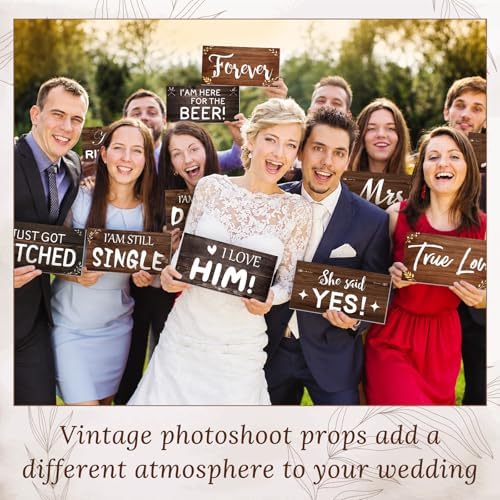 DERTE 24 Designs Rustic Wedding Photo Booth Props 11x5.5 Inch