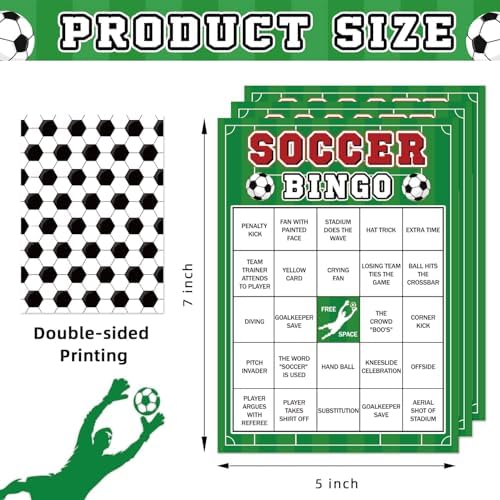 World Cup Bingo Game for 24 Unique Soccer Bingo Cards with 12 Markers & Calling Card, World Cup Party Supplies, Soccer Themed Birthday Party Games,Watch Party Favor