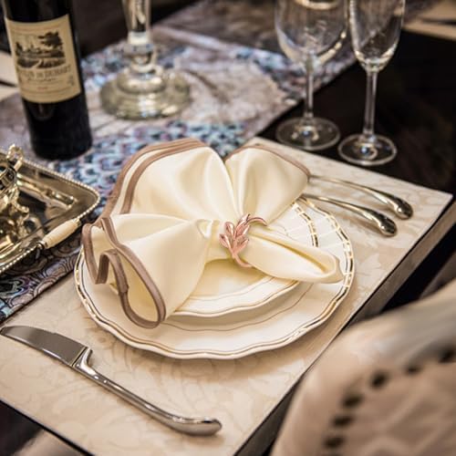 KPOSIYA Rose Gold Napkin Rings Set of 12 for Thanksgiving