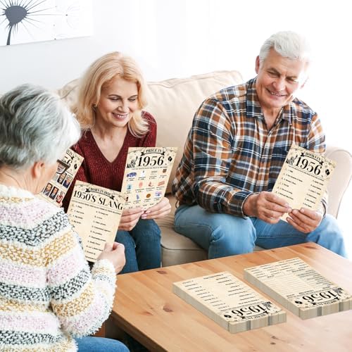 70Pcs 70th Birthday Party Games Born In 1956 Fun 1956 Trivia Music Slang Books Game Double-Sided Game Cards Vintage 70th Birthday Party Supplies for 70 Year Old Activity Anniversary Class Reunion