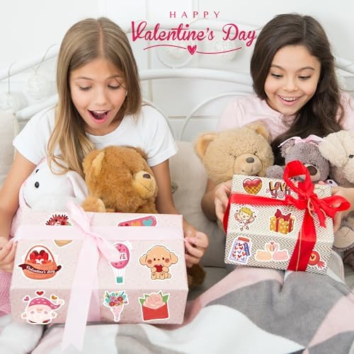 Valentines Stickers - 100 PCS Heart Rose Stickers for Kids | Valentines Day Gifts Crafts Activities Party Favors Supplies Decorations for School Classroom