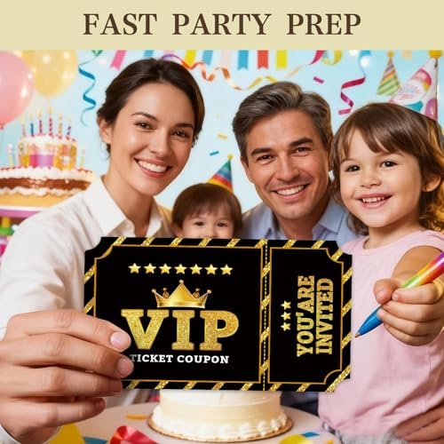 Birthday Party Invitations, VIP Neon Birthday Party Invitations for Boys & Girls, 20 Invitation Cards with Envelopes, Birthday Party Decorations (Black)