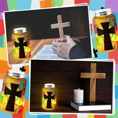 Qinyoung 12 Pcs Religion Cross Mason Jars Crafts Sunday School Crafts