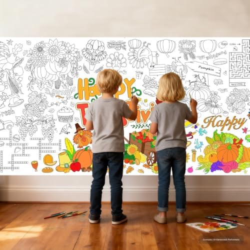 Thanksgiving Coloring Poster/Tablecloth,Giant Paper Coloring Games