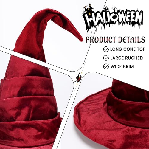 Ibeauti Witch Hat Women Large Ruched Halloween Witch Hat Costume Accessory for Party