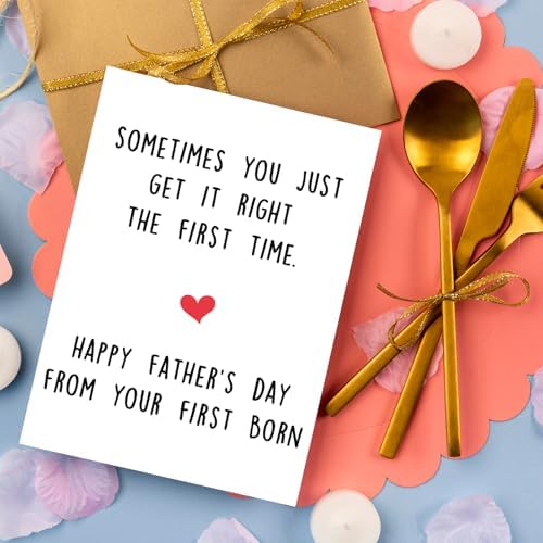 Funny Fathers Day Card from 1st Born, Humorous Fathers Day Card Gift for Dad from First Born Son Daughter Kids, Unique Father's Day Cards from First 1st Child