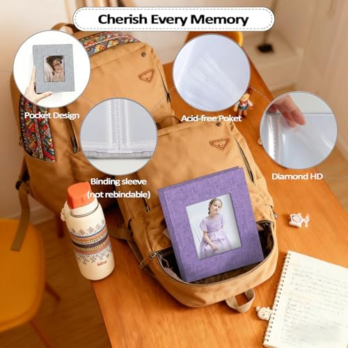 Popotop 2 Pack Photo Album 5x7 Pictures, Small Linen Slip-in Photo Albums Book for 80 Photos with 40 Pockets, Birthday Gifts for Women Mom Family Baby