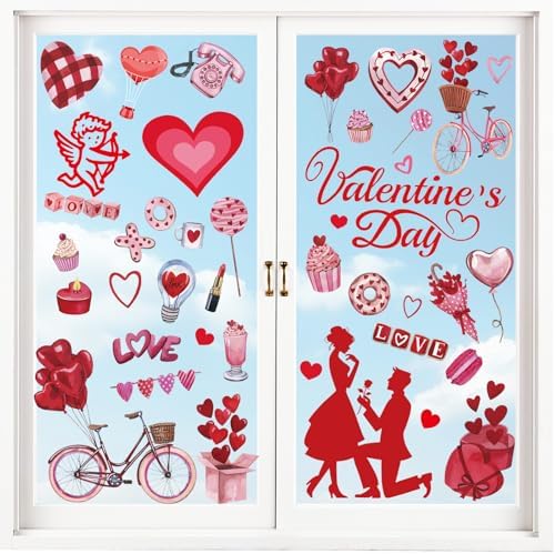 Valentines Day Window Clings for Glass Windows, Valentine's Day Decorations