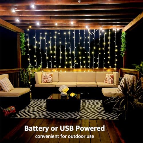 Lighting EVER Fairy Curtain Lights Battery Operated & USB Plug in