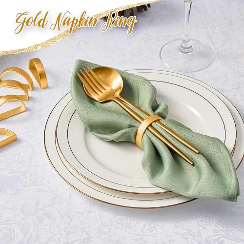 APTWOW Gold Napkin Rings Set of 200, Thanksgiving Christmas Table Decor