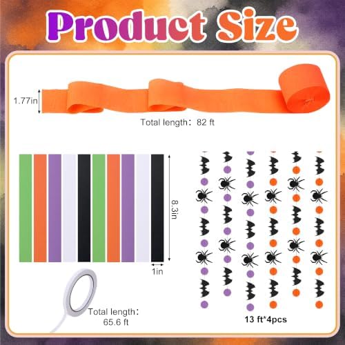 700 Sheets Halloween Paper Chain Strips and 52ft Spider Bat Garlands Set