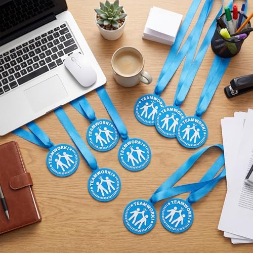 AmazingSpark 60 Pcs Teamwork Award Medals, 2 Inch Rubber Medals Bulk Winner Encourage Team Participation for Kids Adults Trophy Award Prize Gift Competitions Graduation Party