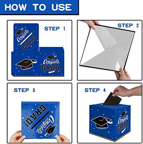 Gatherfun Graduation Decorations 2026 Graduation Box Graduation Card Box for Graduation Gift Graduation Party Favors Decor Party Supplies Blue