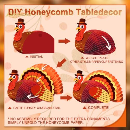 Nicrolandee Thanksgiving Table Decor 4 PCS Fall Table Centerpieces Turkey