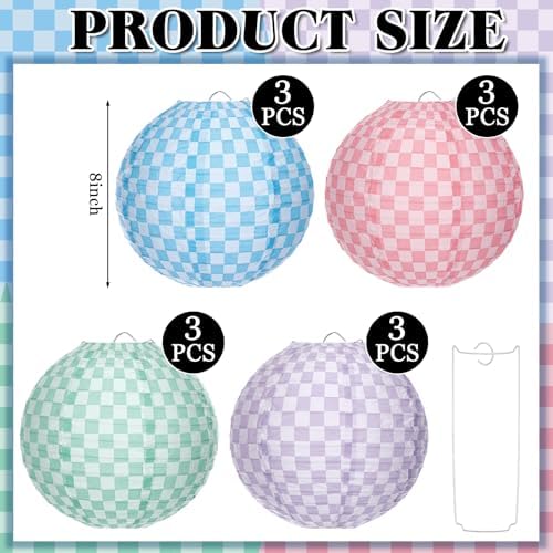 Baquler 12 Gingham Hanging Lanterns Decorations, Boho