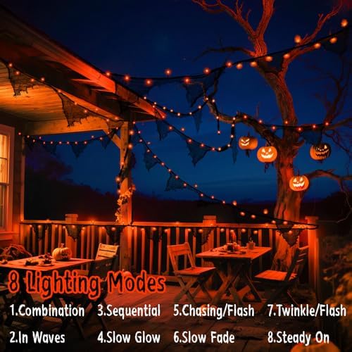 cshare Halloween Lights Battery Operated or USB, Creepy Cloth String Lights with Timer Waterproof 9.8ft 30LED Orange String Lights Halloween Decortions for Fireplace Window Door Mirror