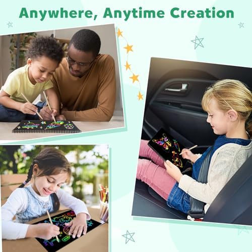 ZMLM 2 Pack Rainbow Scratch Paper Notebooks: Art Crafts for Kids Ages 4-8