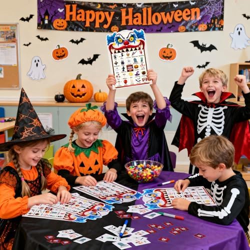 Blosssound Halloween Clown Bingo Game 24 Players with Call Cards Markers