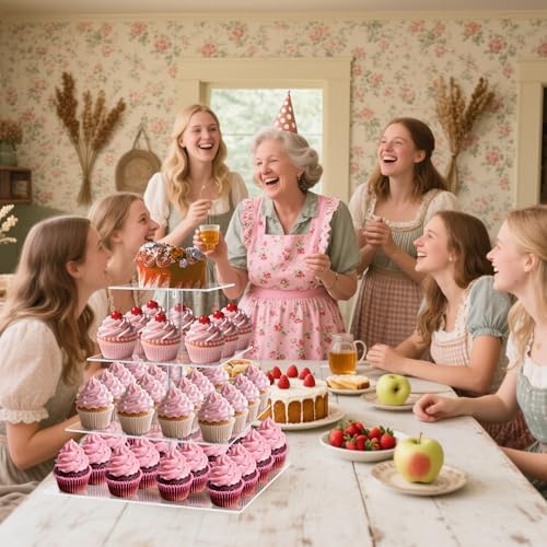 YestBuy 4 Tier Cupcake Stand, Acrylic Cupcake Tower Stand, Premium Cupcake Holder, Clear Cupcake Display Tree Tower Stand For 52 cupcakes, Display for Pastry Wedding Birthday Party