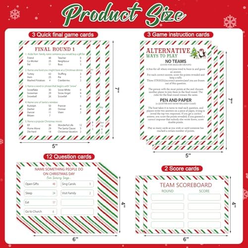 COCHIE Fun Christmas Family Friendly Feud Cards Against Game for Adults Office Large Group Parties Favor, Xmas Trivia Quiz Party Games Christmas Night Activities - No Buzzers (Xmas)