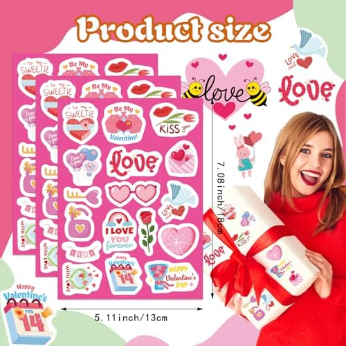 357 PCS Valentines Day Stickers, Love Heart Stickers for Kids
