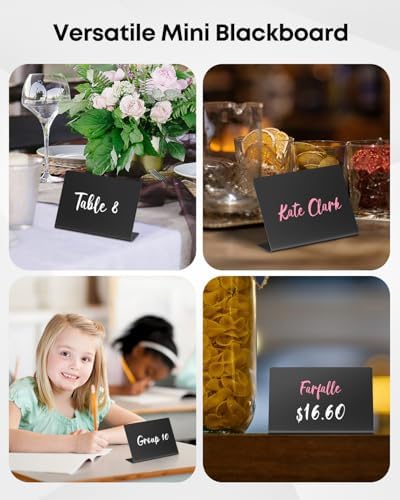 Uniclife 20 Pack Mini Chalkboard Signs for Food, Small Chalkboard Signs with Chalk Markers, Reusable Matte PVC Food Signs Food Labels for Party Buffet Wedding, Blackboard Place Cards Table Signs