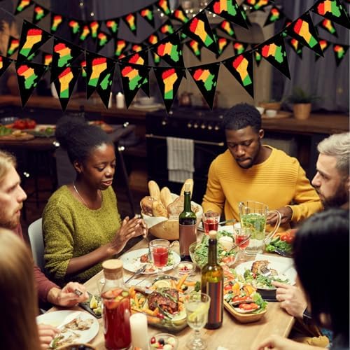 Gueevin 120 Pcs 100 ft Juneteenth Party Decoration Happy Banner Banner for African Independence Day 19th June 1865 Juneteenth Day Party Supplies African Black History Mont