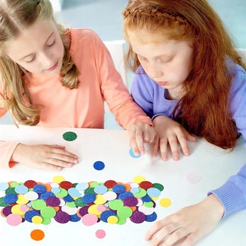 BLMHTWO 480 PCS Round Foam Stickers for Crafts, Glitter Circle Stickers