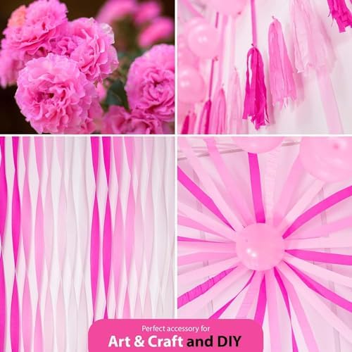 12 Pink Streamers, 984ft Pack of Crepe Paper Bachelorette Party Decorations