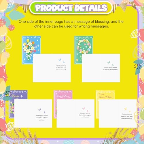 Motiskyy 100 Pcs Religious Greeting Cards with Envelopes and Stickers Bunny Holiday Card Gift Best Wishes Cards for Mom Daughter Women