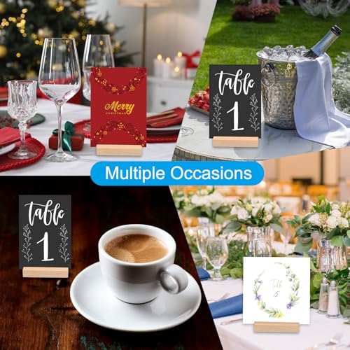 PATIKIL Wood Place Card Holder, 5Pcs Table Sign Holder Table Number Holders Name Card Stands for Photo Menu Display Wedding Ceremony Birthday Party Decorations, Wood