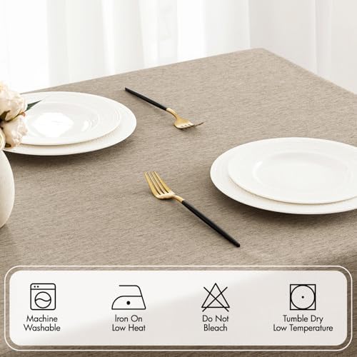 MIULEE Taupe Rectangle Tablecloth with Decorative Cutouts 60x84 Inch