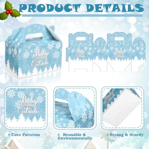 Dunzoom 24 Pcs Winter Snowflakes Boxes for Treats Goodie Cookie Winter Favor Boxes Wonderland Snowflakes Container for Holiday Wonderland Party Supplies