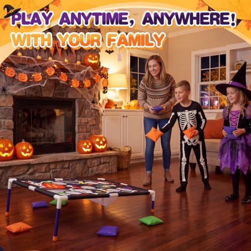 Viorawhite Bean Bag Toss Game for Kids, Portable Cornhole Set