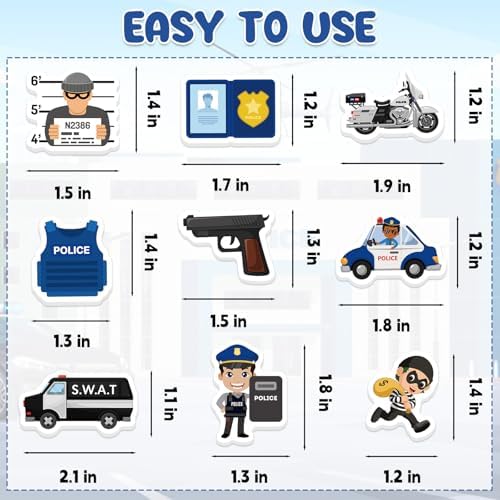300Pcs Police Foam Stickers, Self-Adhesive Police Car Dog Stickers Cop Themed Decals Sticker Decorations for DIY Crafts Party Supplies School Activity Reward