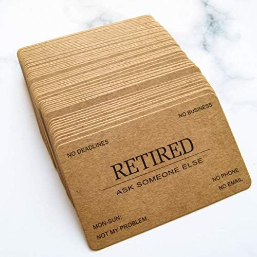 RXBC2011 Retired Business Cards Kraft paper Funny Retirement Gift (Pack of 50/No Case) For Retired Men Women Coworkers Employees Boss Friend Colleague