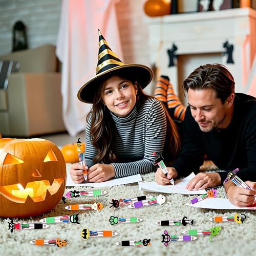 24PCS Halloween Fun Pens Mini Multicolor 4-in-1 Party Favors Pens