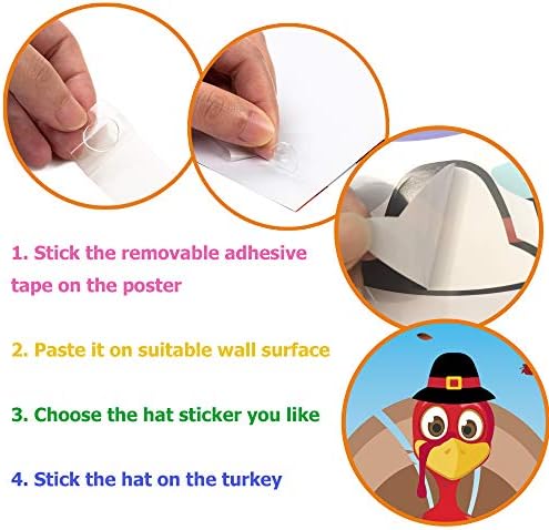 Thanksgiving Games for Kids Adults, Pin the Hat on the Turkey Game