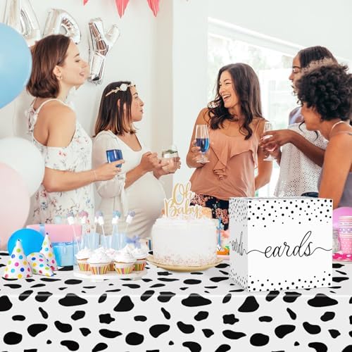 QISOLIY White Card Box for Party With Black Dots, 8.7" Gift Card Holder and Money Box for Wedding, Baby Shower, Birthday, Graduation, Retirement, Anniversary Decorations