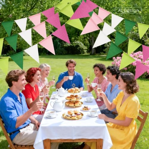 G2PLUS Pre-Strung Triangle Pennant Banner Decorative Flag Garland 60PCS